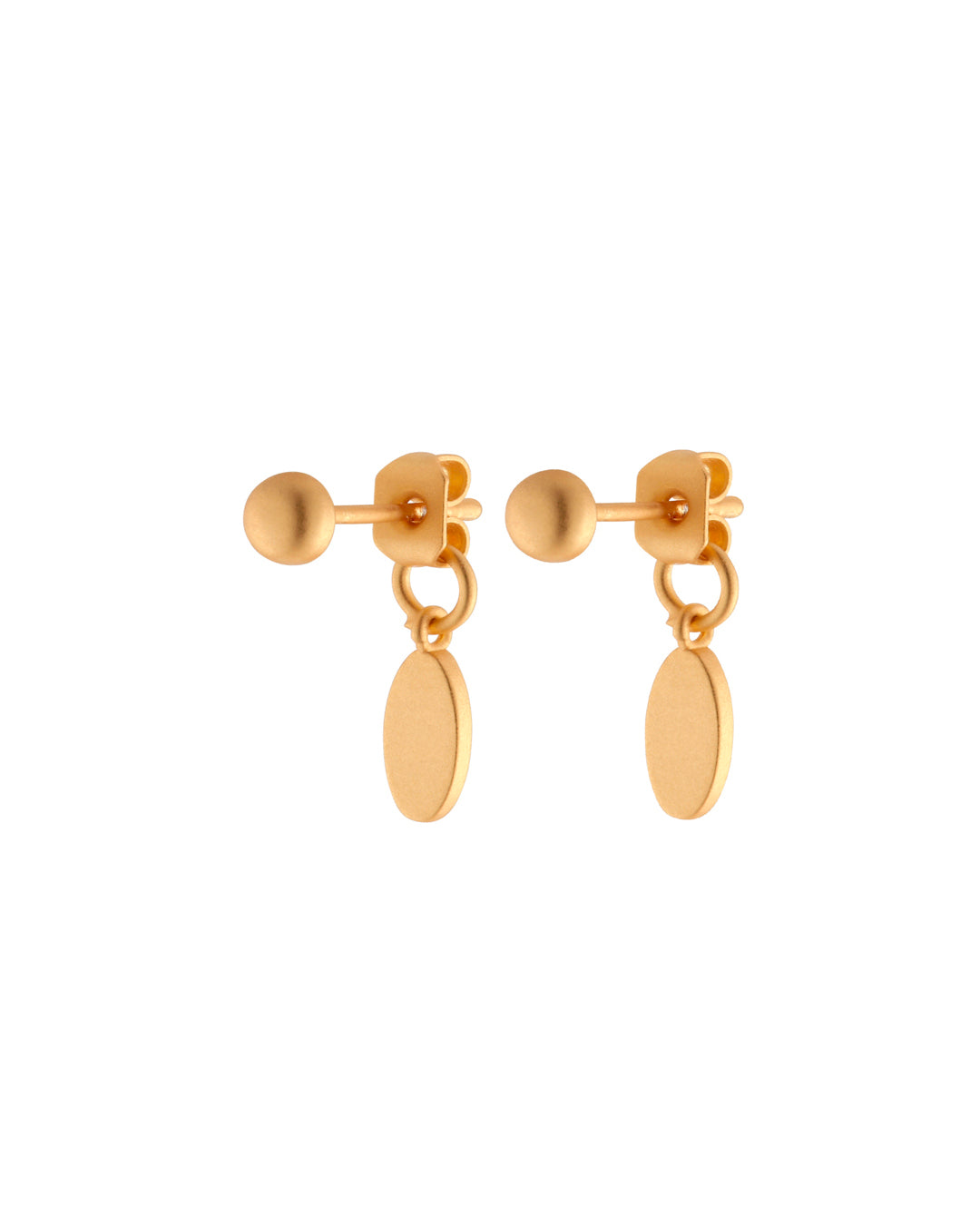 FRAU 1-Oval forgyldte ørestikker Earring Matt 18K Gold plated