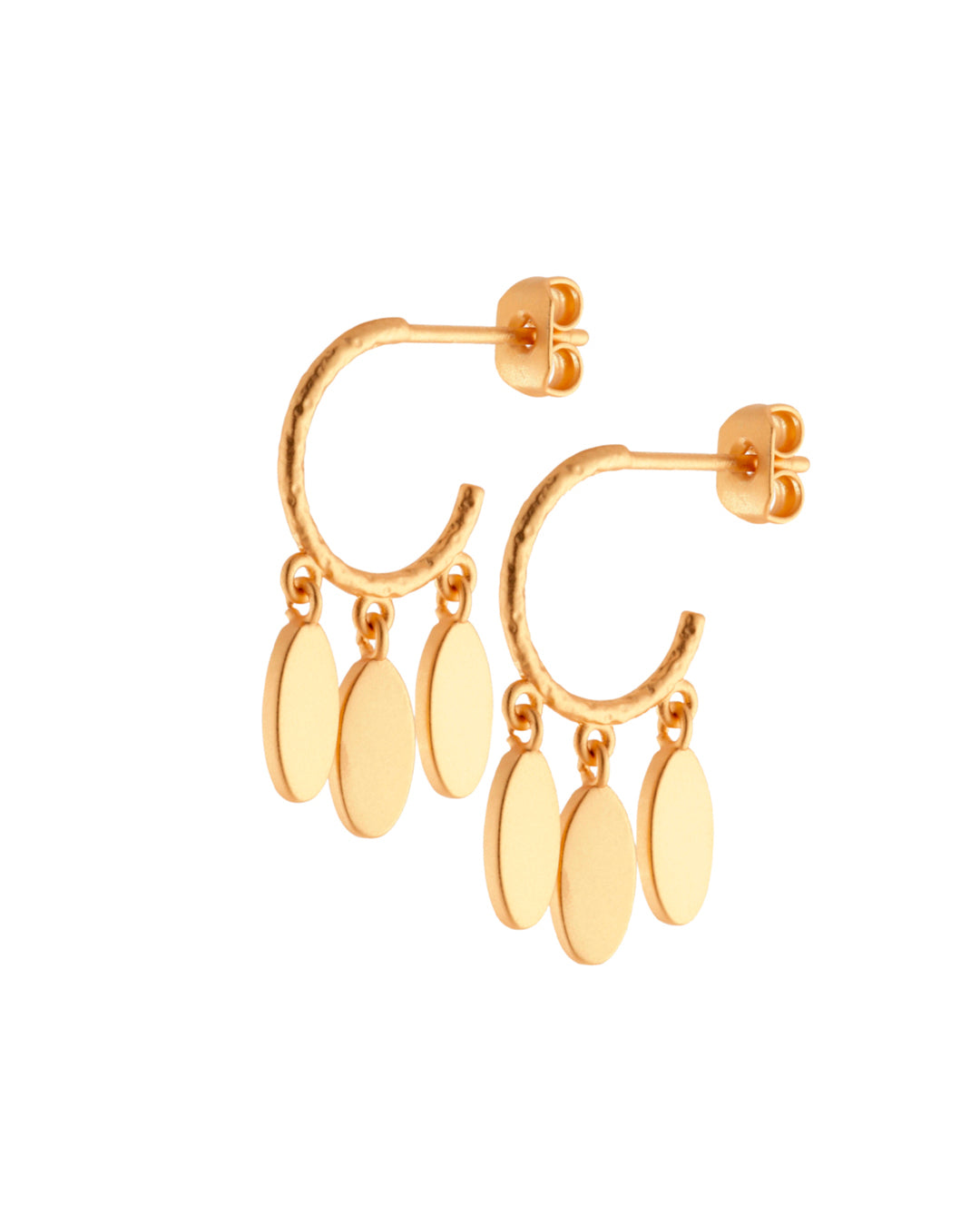 FRAU 3-Oval forgyldte øreringe Earring Matt 18K Gold plated