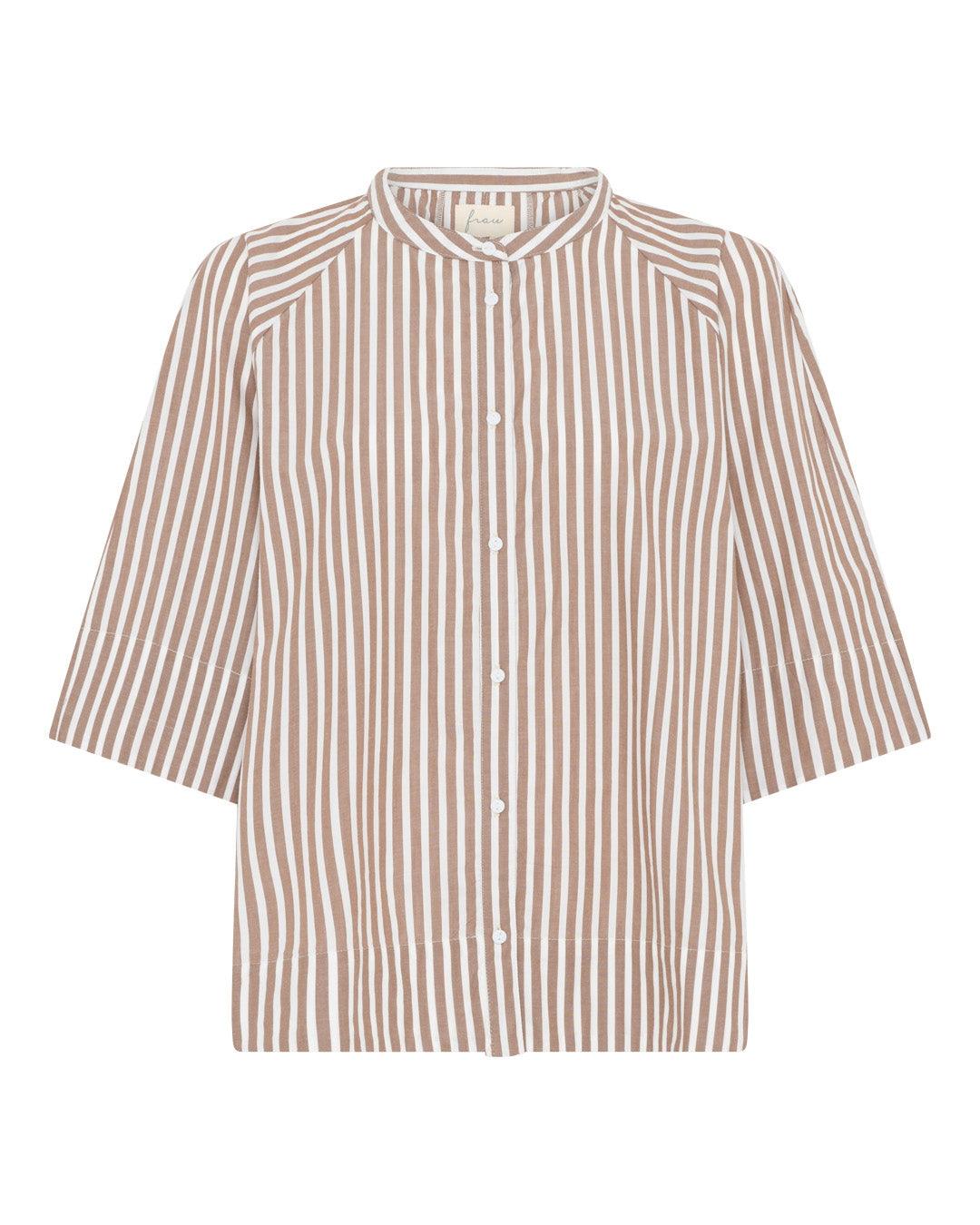 FRAU Abu Dhabi skjorte Shirt Coffee Wide Stripe
