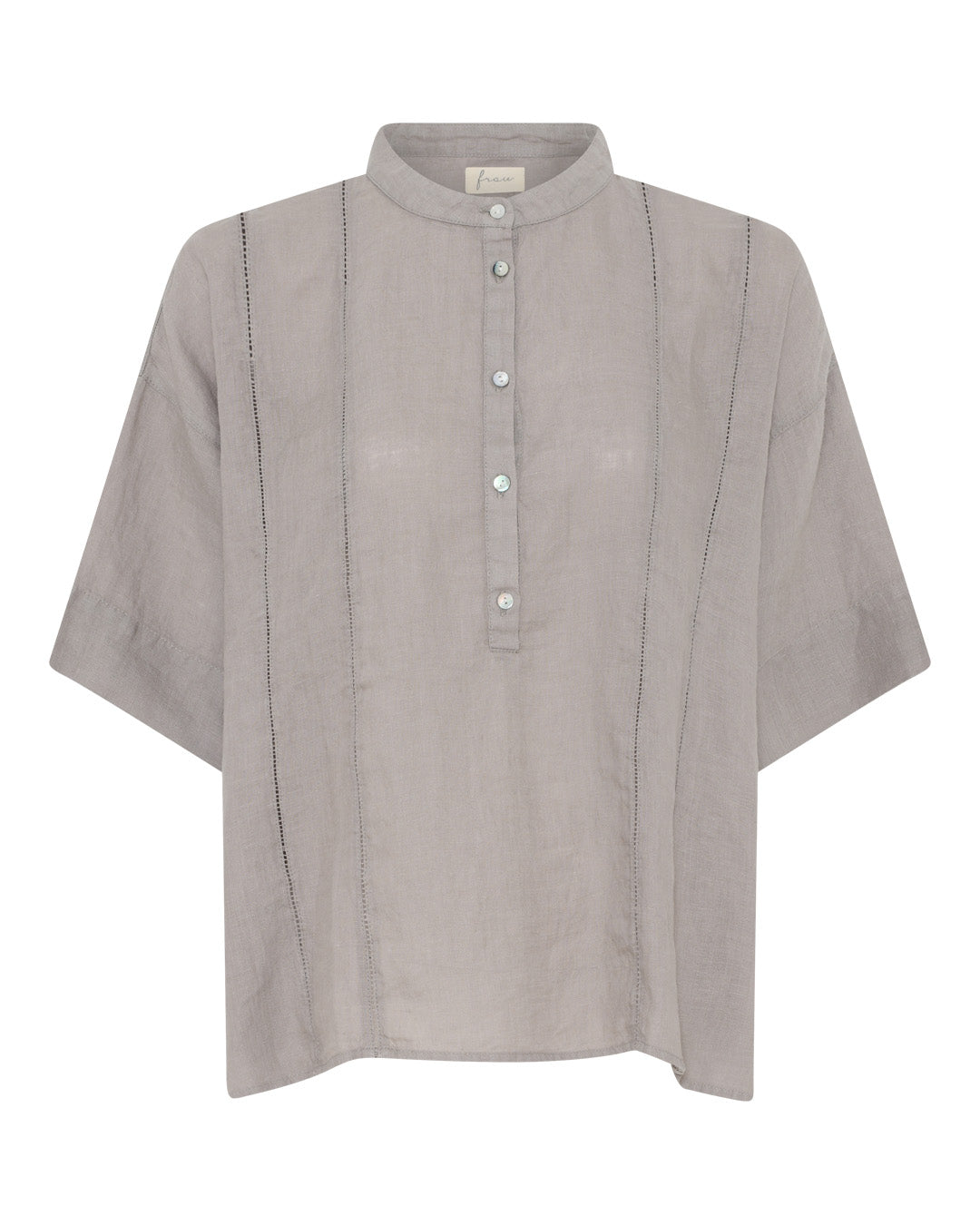 FRAU Delhi kort ærmet 100% hør skjorte Shirt Dove