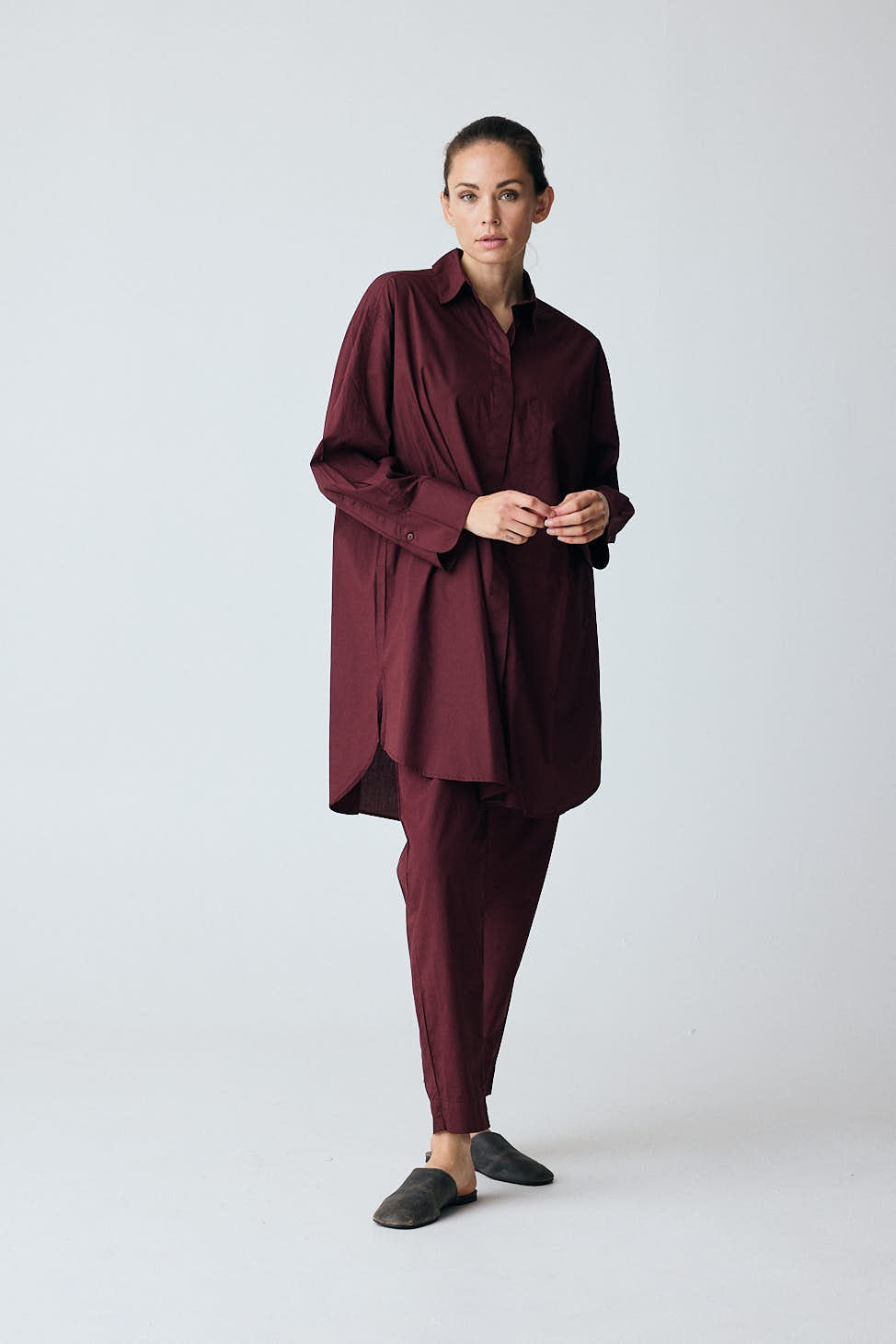 FRAU Lyon skjorte Long shirt Red Mahogany