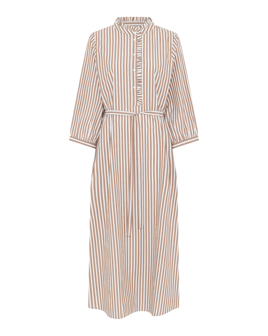 FRAU Madrid flæse kjole Dress Coffee Wide Stripe