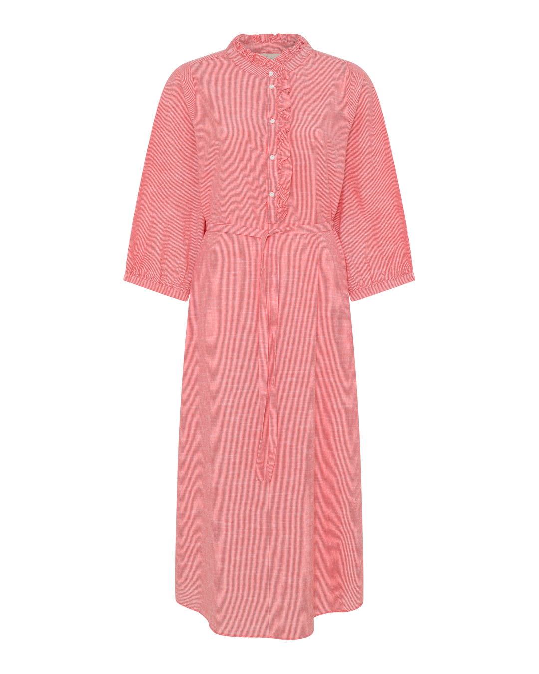FRAU Madrid flæsekjole Dress Hot Coral Stripe