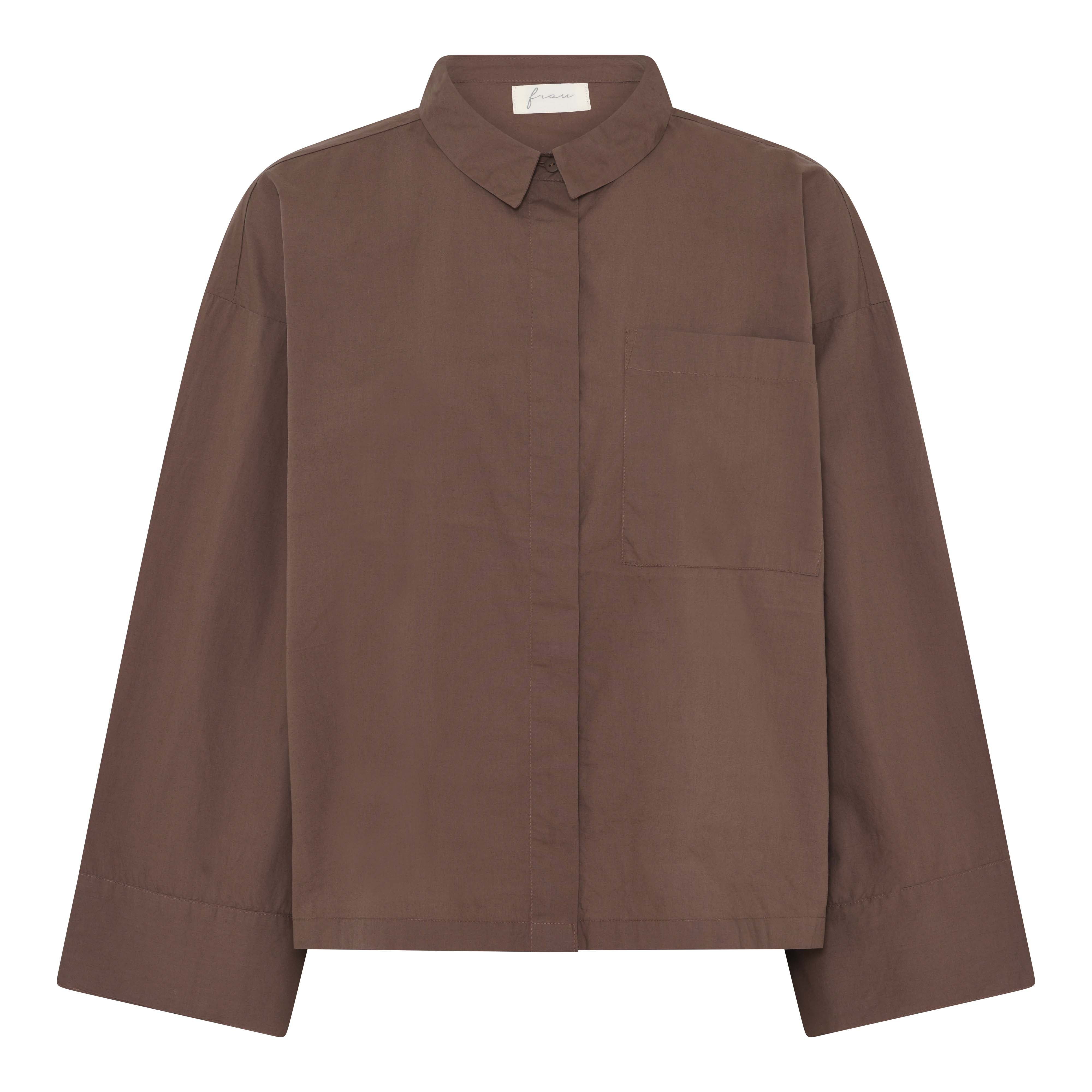 FRAU Nice wide sleeve skjorte Shirt Coffee Quartz