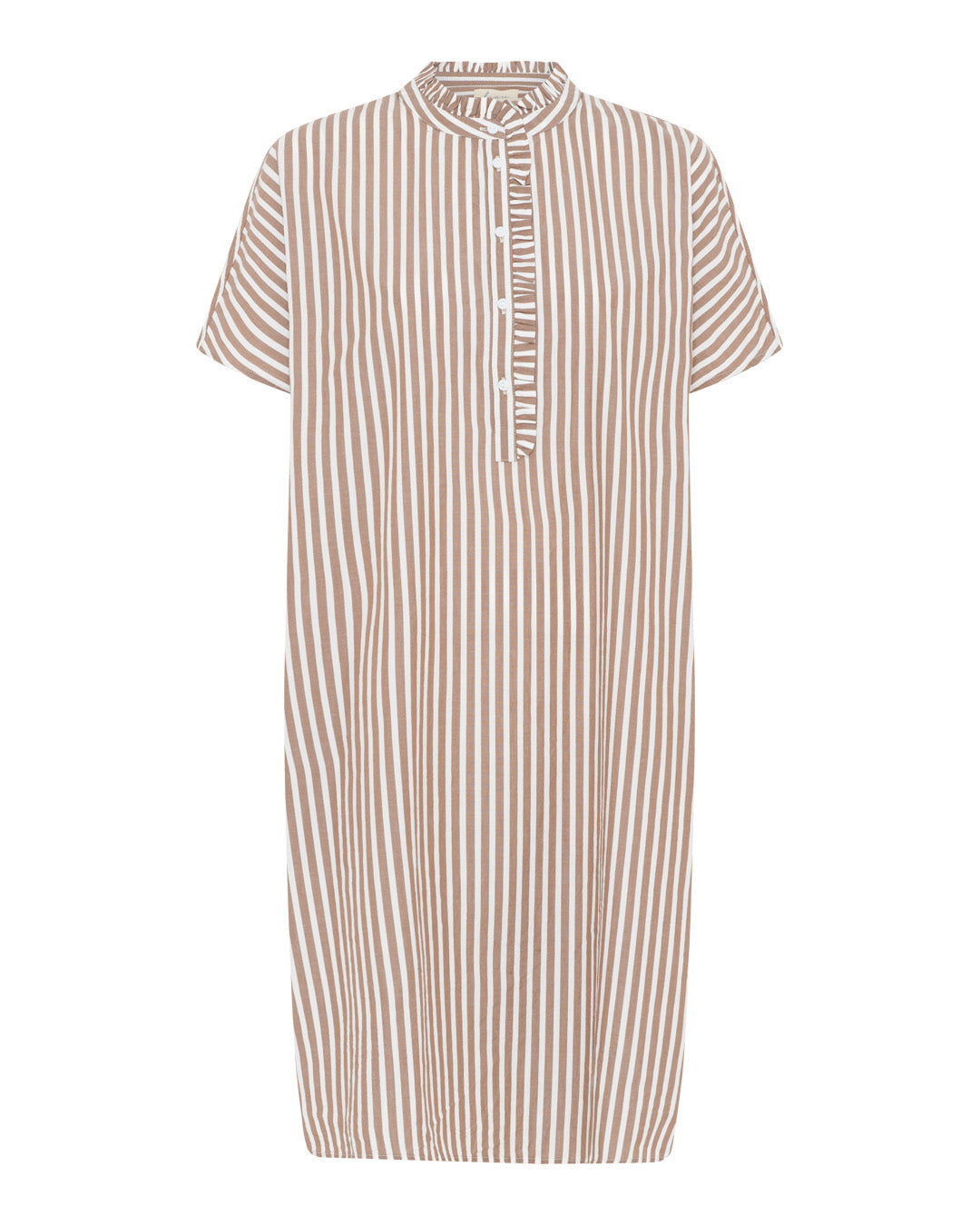 FRAU Seoul flæsekjole Dress Coffee Wide Stripe
