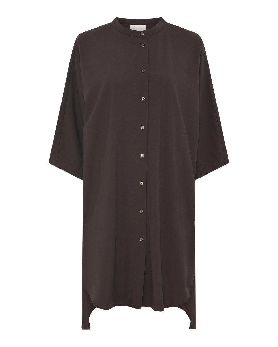 FRAU Seoul lang light uldskjorte Long shirt Chocolate Torte