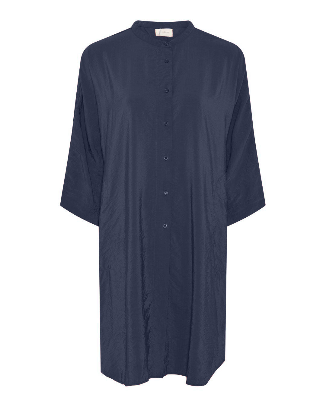 FRAU Seoul lang viskose skjorte Shirt Dark Navy