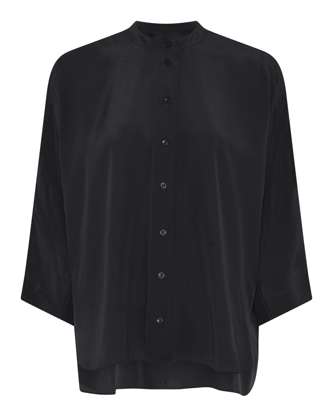 FRAU Seoul short silk crepe shirt Shirt Black