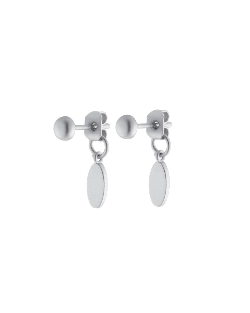 FRAU 1-Oval forsølvet ørestikker Earring Silver plated