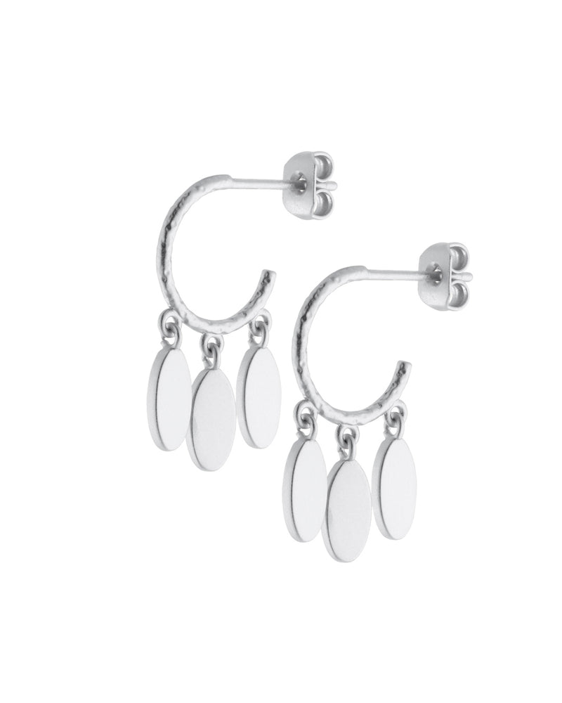 FRAU 3-Oval forsølvet øreringe Earring Silver plated