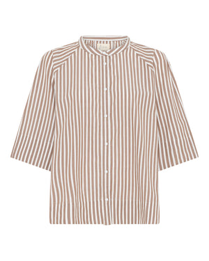 FRAU Abu Dhabi skjorte Shirt Coffee Wide Stripe