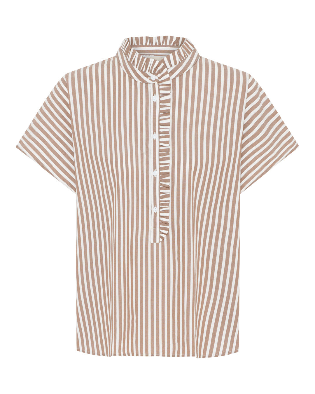 FRAU Colombo flæse top Top Coffee Wide Stripe