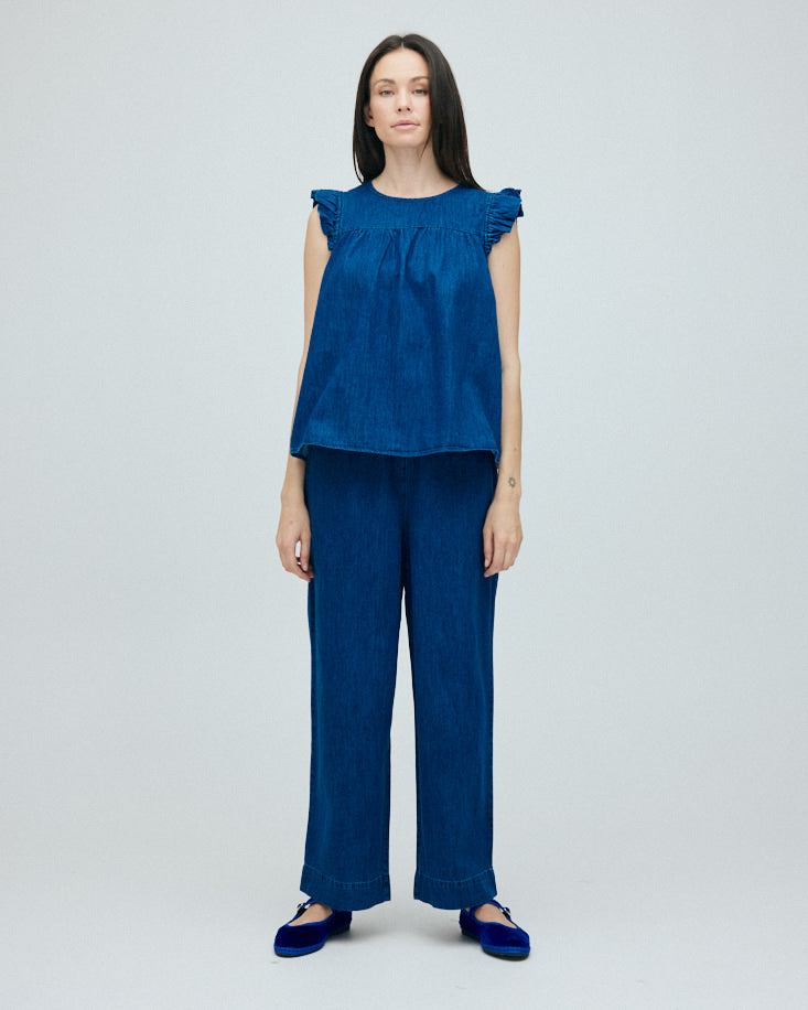 FRAU Copenhagen denim bukser lang Pant Clear blue denim