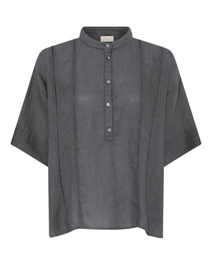 FRAU Delhi kort ærmet 100% hør skjorte Shirt Beluga