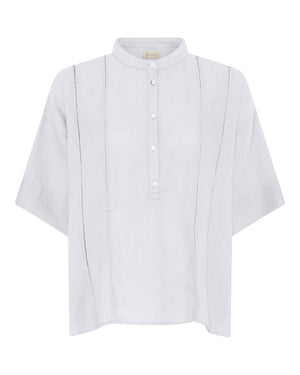 FRAU Delhi kort ærmet 100% hør skjorte Shirt Bright White
