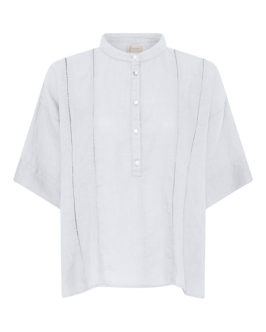 FRAU Delhi kort ærmet 100% hør skjorte Shirt Bright White