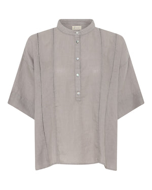 FRAU Delhi kort ærmet 100% hør skjorte Shirt Dove
