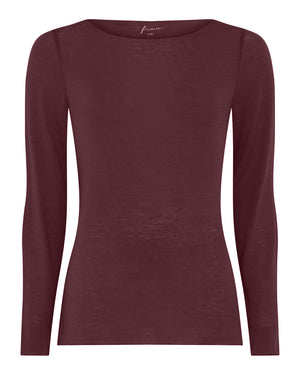 FRAU Lima cashmere ls boatneck top Top Red Mahogany