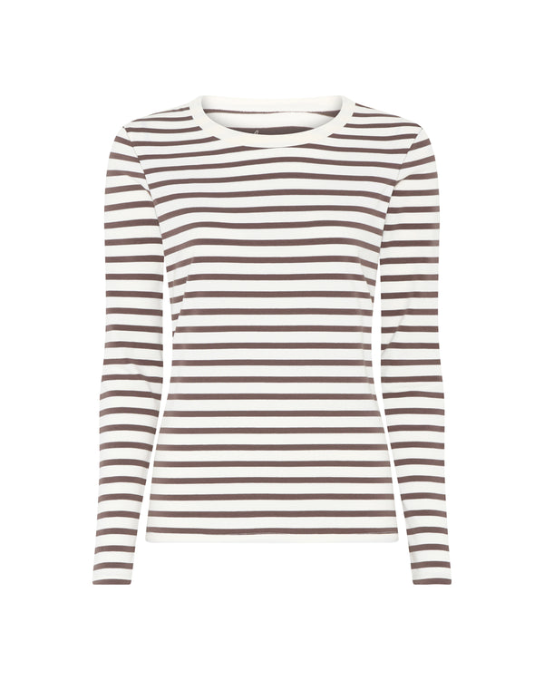 FRAU Lucca cotton ls top Top Coffee Quartz Stripe