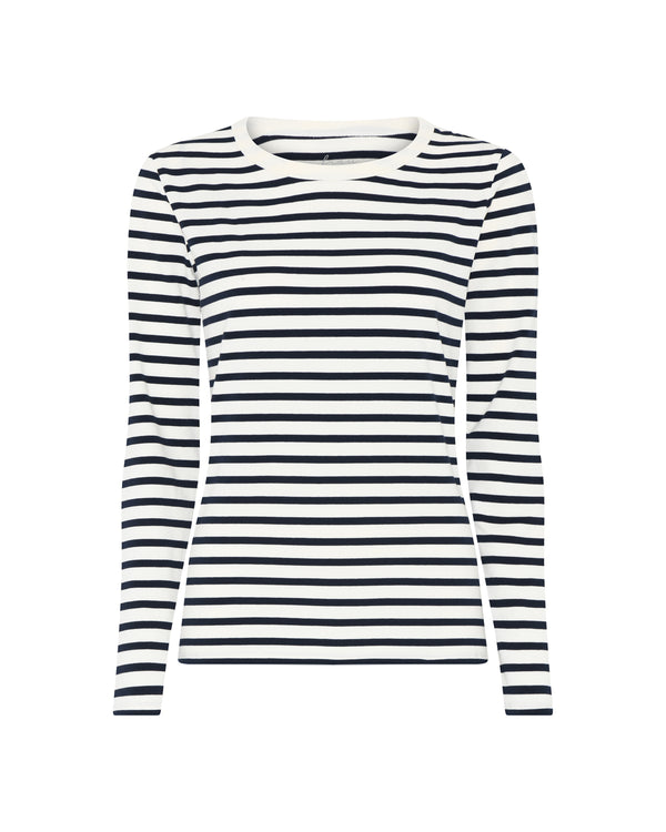 FRAU Lucca cotton ls top Top Dark navy stripe