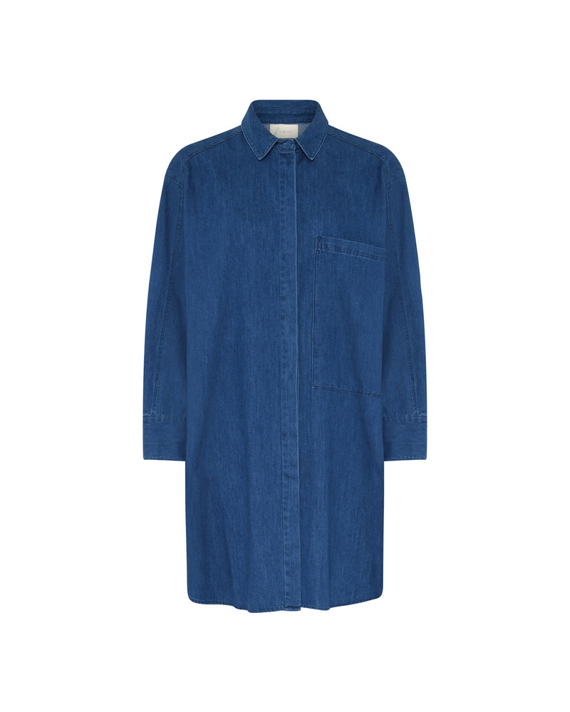 FRAU Lyon denim skjorte Long shirt Clear blue denim