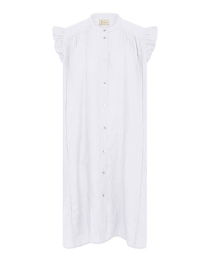 FRAU Napoli 100% hør kjole kort Dress Bright White