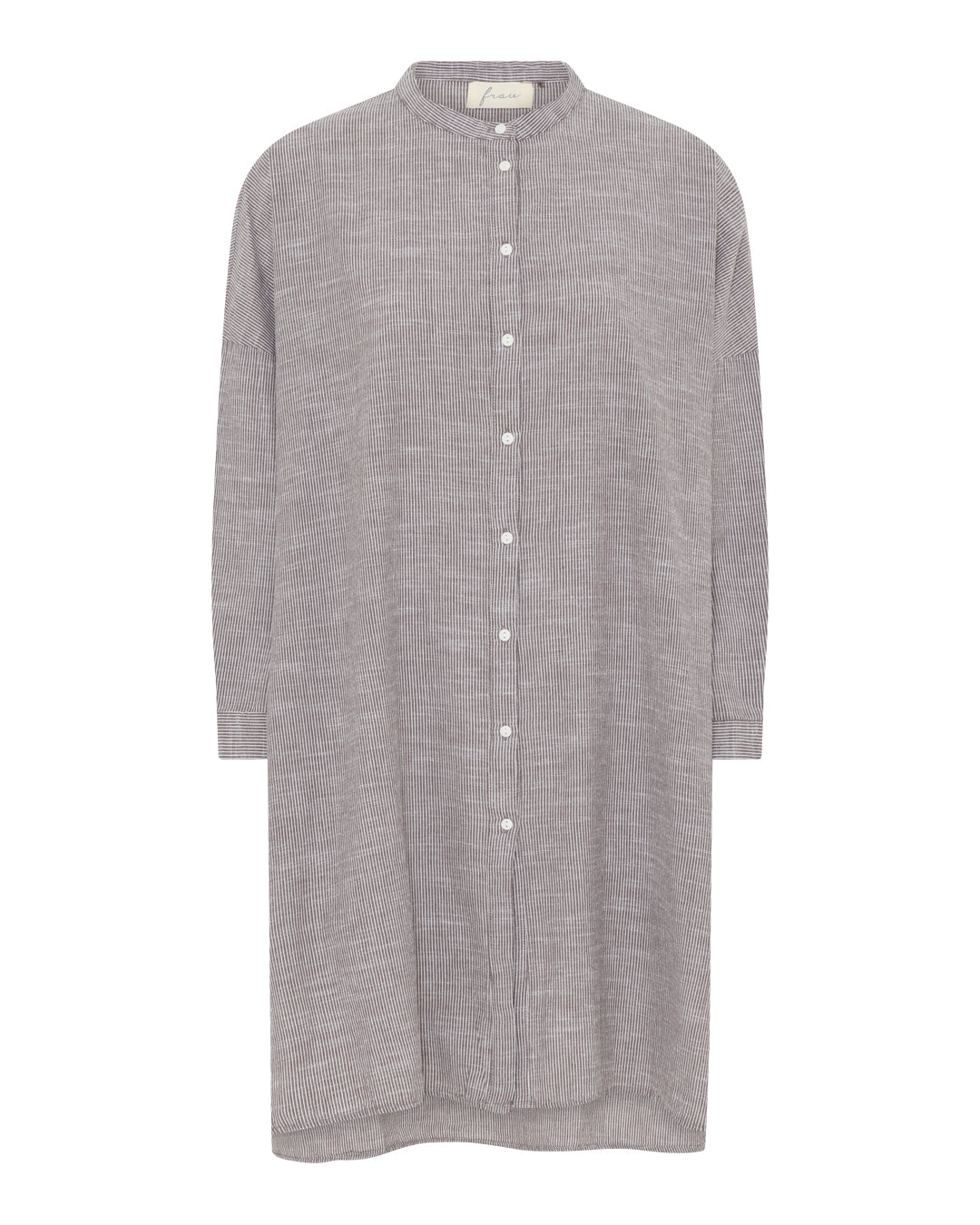 FRAU Osaka skjorte Long shirt Coffee Quartz Stripe