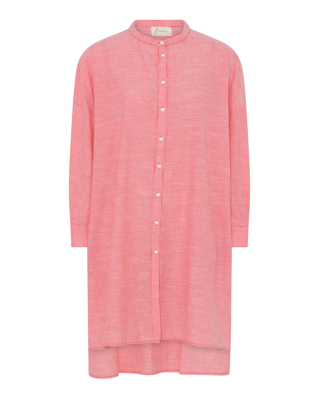 FRAU Osaka skjorte Long shirt Hot Coral Stripe