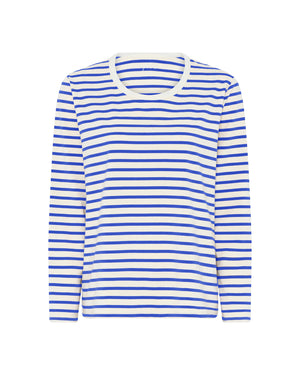 FRAU Panama cotton ls loose top Top Amparo Blue Stripe