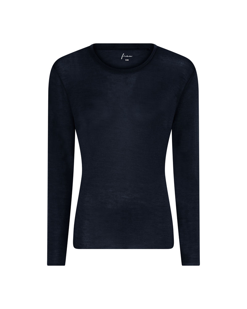 FRAU Panama wool ls loose top Top Dark Navy