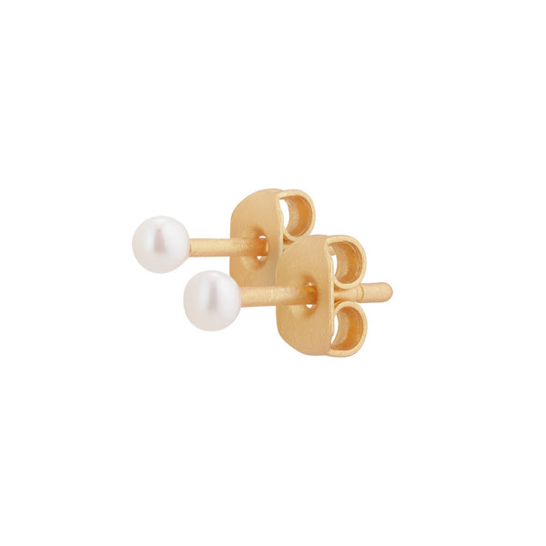FRAU Pearl guld ørestikker Earring Matt Gold 18 K