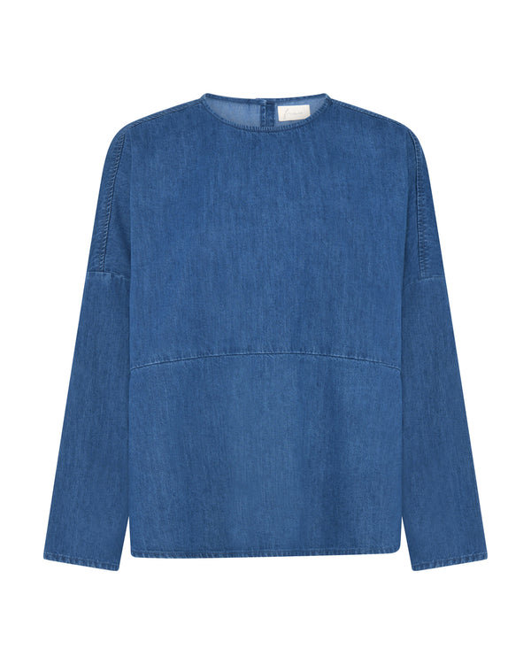 FRAU Rome denim top Top Clear blue denim