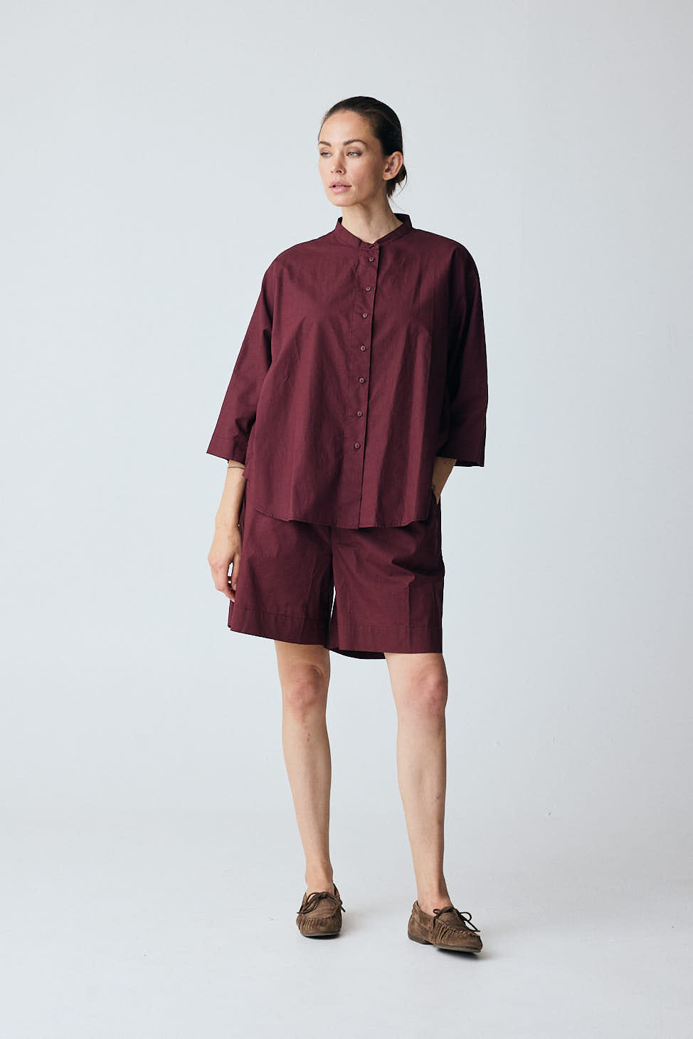 FRAU Seoul kort skjorte Shirt Red Mahogany