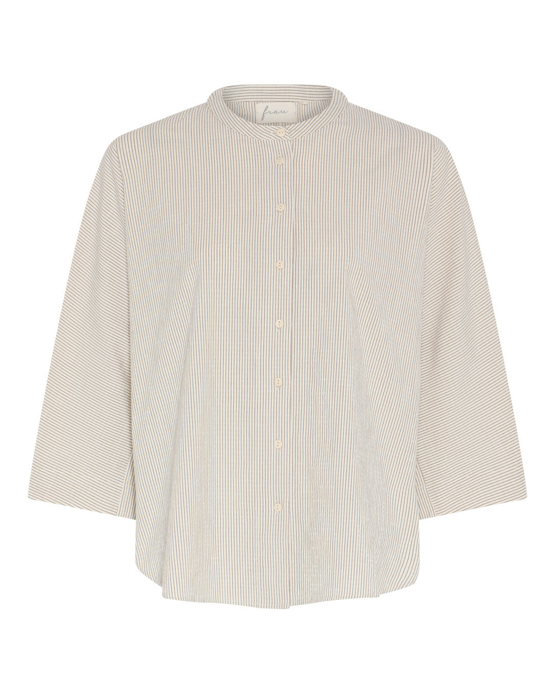 FRAU Seoul kort skjorte Shirt Tapioca Coffee Stripe