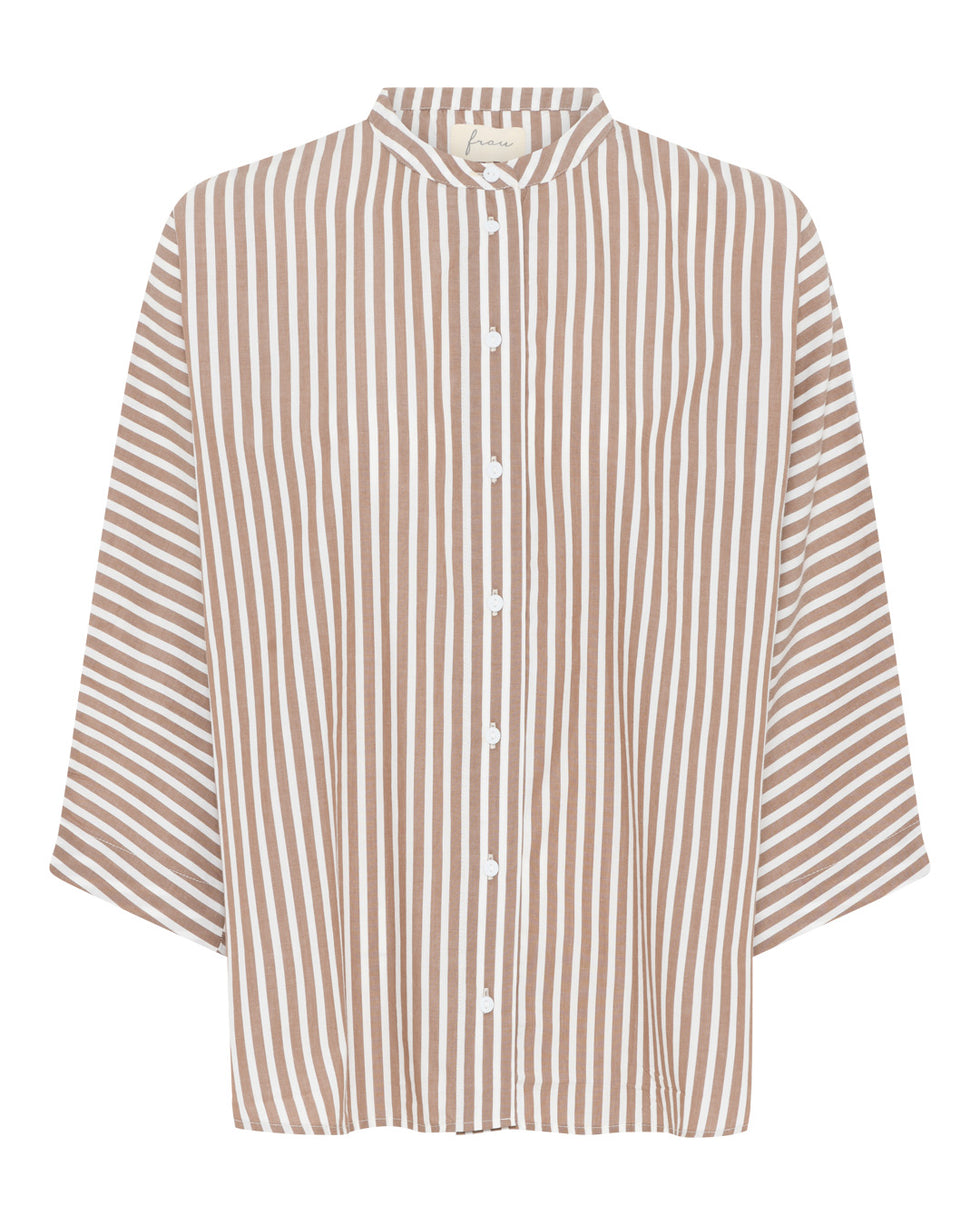 FRAU Seoul kort skjorte Shirt Coffee Wide Stripe