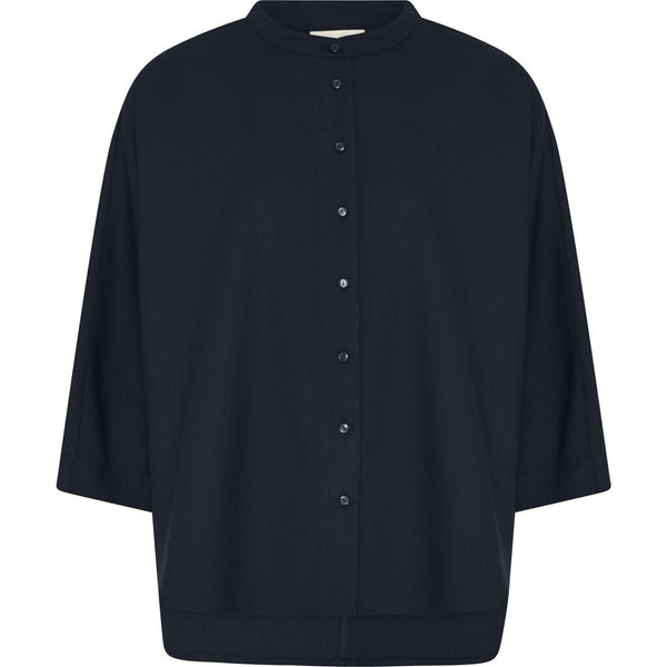 FRAU Seoul kort uld skjorte Shirt Dark Navy
