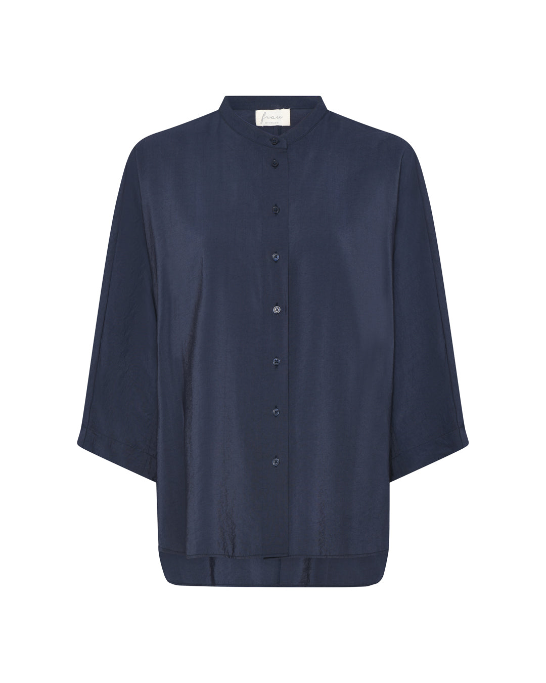 FRAU Seoul kort viscose skjorte Shirt Dark Navy