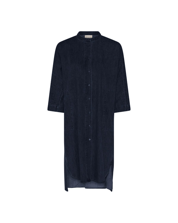 FRAU Seoul lang denim skjorte Long shirt Dark blue denim