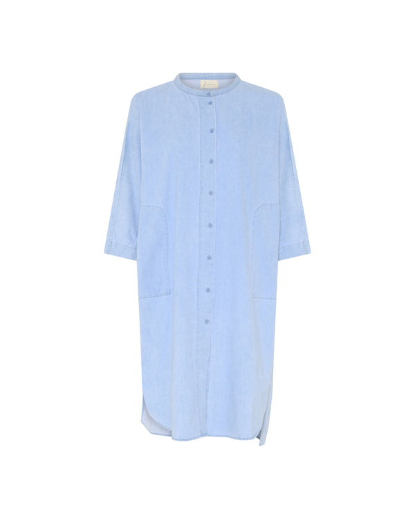 FRAU Seoul lang denim skjorte Long shirt Light blue denim