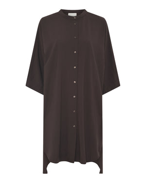 FRAU Seoul lang light uldskjorte Long shirt Chocolate Torte