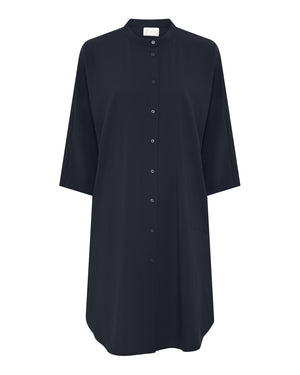 FRAU Seoul lang light uldskjorte Long shirt Dark Navy