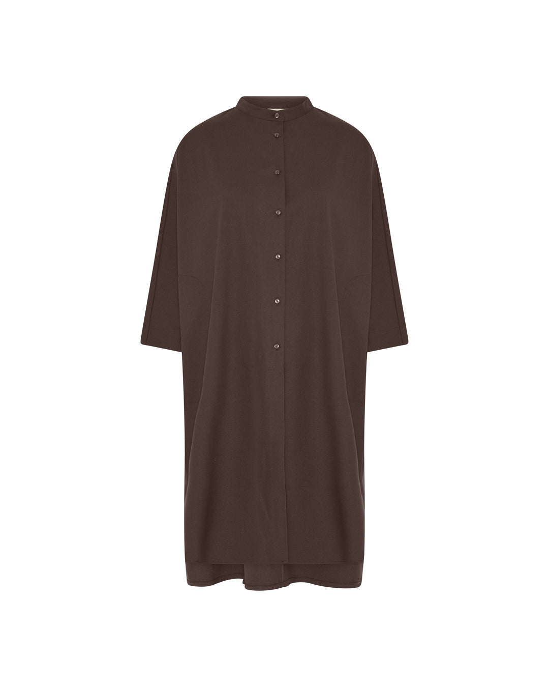 FRAU Seoul lang uldskjorte Long shirt Chocolate Brown