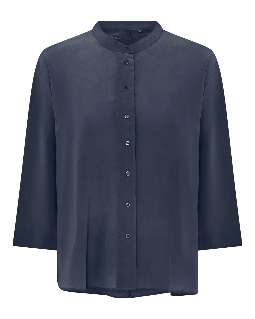FRAU Seoul short silk crepe shirt Shirt Navy Blazer